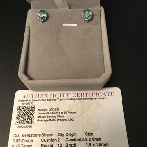 Natural Blue zircon stud earrings